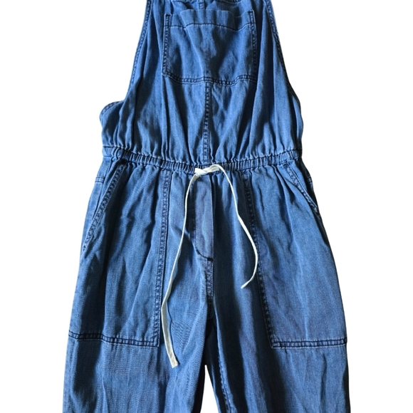 Aritzia WILFRED FREE Valletta Overalls Cropped Chambray Size XS Lightweight - Picture 4 of 11